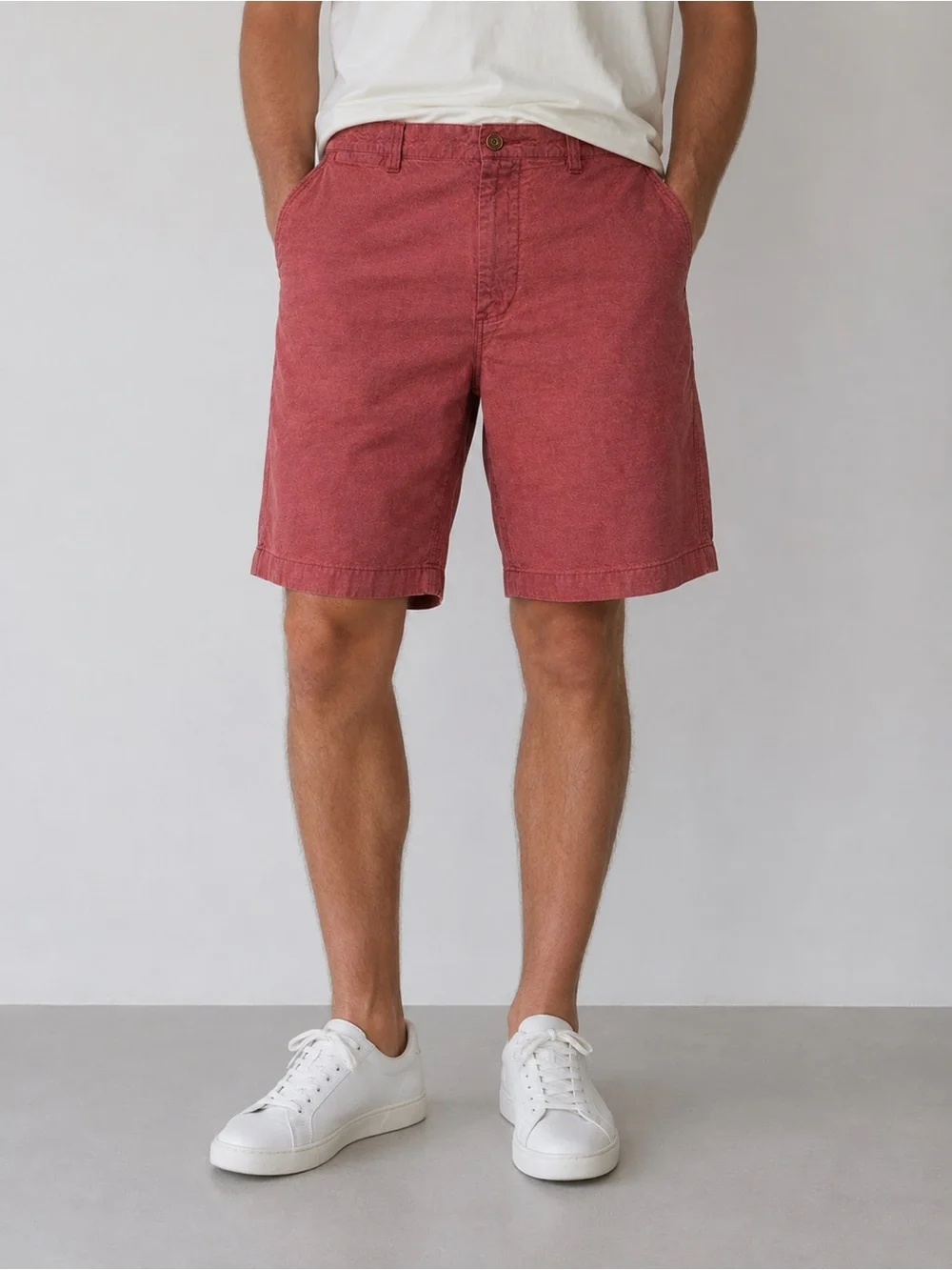 J. Crew Men's Washed Brick Red Flat-Front Cotton Shorts